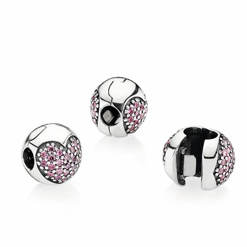 Pandora Love Of My Life Clip Charm - Sterling Silver/Pink/Cubic Zirconia - Canada | WR1126OB